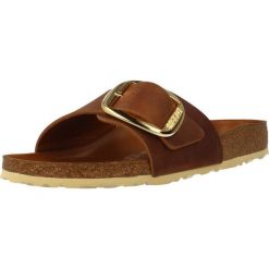 Klapki damskie Birkenstock Madrid Big Buckle Cognac Natural Leather. Brązowe klapki Birkenstock, bez wzorów, z materiału, bez obcasa. Za 831.00 zł.
