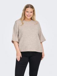 ONLY Carmakoma Sweter w kolorze beżowym rozmiar: M-46/48. Brązowe swetry Only Carmakoma, m, bez wzorów, bez ramiączek. Za 88.95 zł.