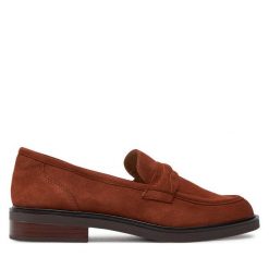 Lordsy Caprice. Brązowe lordsy Caprice, bez wzorów, bez obcasa, bez zapięcia. Za 189.99 zł.