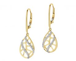 Kolczyki z żółtego złota z diamentami - 0,15 ct - próba 585. Żółte kolczyki Apart, z diamentem, złote. Za 3,290.00 zł.
