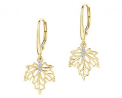 Kolczyki z żółtego złota z diamentami - liście - 0,02 ct - próba 375. Żółte kolczyki Apart, z diamentem, złote. Za 2,159.00 zł.