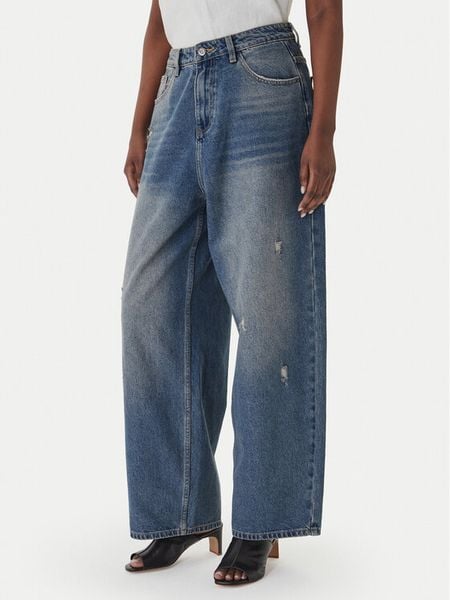 Eleh Jeansy EL098 Niebieski Wide Leg. Niebieskie jeansy Eleh, bez wzorów. Za 381.99 zł.