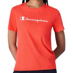 Koszulka damska Champion SS Tee 117534. Czerwone koszulki sportowe Champion, bez wzorów, z bawełny, bez ramiączek. Za 95.00 zł.
