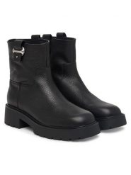 Calvin Klein Botki Chunky Ankle Boot Lth Hdw HW0HW03202 Czarny. Czarne botki Calvin Klein, bez wzorów, ze skóry, bez obcasa, na płaskiej podeszwie, bez zapięcia. Za 799.99 zł.