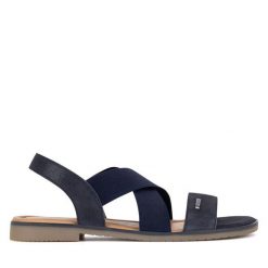 Sandały Lasocki. Czarne sandały Lasocki, bez wzorów, bez obcasa, na słupku, bez zapięcia. Za 229.99 zł.