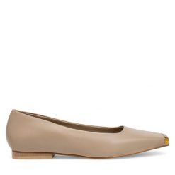 Baleriny Gino Rossi. Brązowe baleriny Gino Rossi, bez wzorów, bez obcasa. Za 229.99 zł.