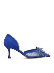 Eva Minge Szpilki EO-AVA-78096-202 Niebieski. Niebieskie szpilki Eva Minge, bez wzorów, ze skóry, bez obcasa, na szpilce, bez zapięcia. Za 269.99 zł.