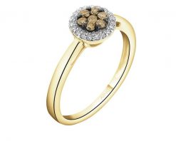 Pierścionek z żółtego złota z diamentami - 0,25 ct - próba 585. Żółte pierścionki Apart, z diamentem, złote. Za 3,690.00 zł.
