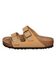 Birkenstock Skórzane klapki "Arizona" w kolorze beżowym rozmiar: 36. Brązowe klapki Birkenstock, bez wzorów, z otwartym noskiem, bez obcasa. Za 303.06 zł.