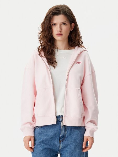 Tommy Jeans Bluza Script Logo DW0DW20303 Różowy Boxy Fit. Czerwone bluzy Tommy Jeans, l, bez wzorów, z bawełny, bez kaptura. Za 339.99 zł.