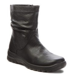 RIEKER Z7153-00 Czarny. Czarne botki Rieker, bez wzorów, ze skóry, bez obcasa, bez zapięcia. Za 339.99 zł.