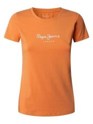 Pepe Jeans Koszulka "New Virgina" w kolorze pomarańczowym rozmiar: S. Pomarańczowe bluzki Pepe Jeans, s, bez wzorów, z jeansu, bez kołnierzyka, bez ramiączek. Za 70.41 zł.