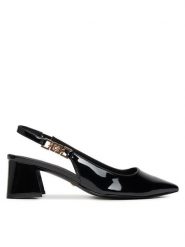 Guess Sandały FLPZAB PAF05 Czarny. Czarne sandały Guess, z aplikacjami, ze skóry, bez obcasa, na słupku, bez zapięcia. Za 439.99 zł.