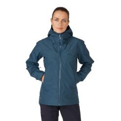 Kurtka przeciwdeszczowa damska Rab Namche GTX Jacket z kapturem. Niebieskie kurtki sportowe RAB, bez wzorów, z kapturem, trekkingowe. Za 1,069.99 zł.