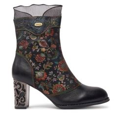 Botki Laura Vita. Czarne botki Laura Vita, bez wzorów, bez obcasa, na słupku, bez zapięcia. Za 619.99 zł.