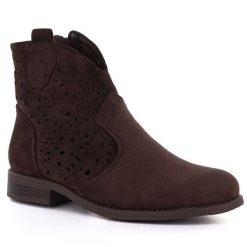 Botki damskie zamszowe kowbojki ażurowe brązowe S.Barski HY61-8026. Brązowe botki S.BARSKI, z aplikacjami, z nubiku, bez obcasa, bez zapięcia. Za 179.99 zł.
