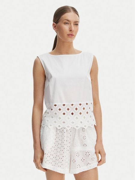 Max Mara Beachwear Top Maggio 2616161039 Biały Regular Fit. Białe topy Max Mara Beachwear, s, bez wzorów, z syntetyku, bez kołnierzyka, bez ramiączek. Za 589.99 zł.