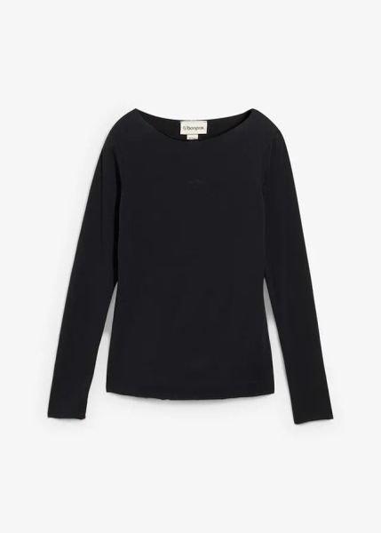 Lekka bluzka z długim rękawem. Zielone bluzki bonprix, bez wzorów, bez kołnierzyka, bez ramiączek. Za 34.99 zł.