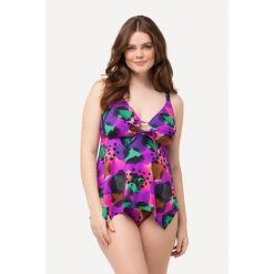 Damskie Tankini kombinacja wzorów ozdobne kółko miękkie miseczki. Czerwone bielizna sportowa Ulla Popken, l, bez wzorów, z elastanu. Za 294.99 zł.