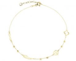 Złota bransoletka z cyrkonią - kwiat, koniczyna, skrzydło, nieskończoność. Żółte bransoletki Apart, z cyrkonią, złote. Za 1,219.00 zł.