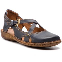Sandały Josef Seibel. Niebieskie sandały Josef Seibel, bez wzorów, bez obcasa, na płaskiej podeszwie, bez zapięcia. Za 349.99 zł.