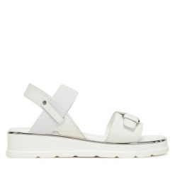 Sandały Lasocki. Białe sandały Lasocki, bez wzorów, bez obcasa, na koturnie, bez zapięcia. Za 169.99 zł.