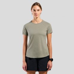 Koszulka damska Odlo ESSENTIAL 365 T-shirt crew neck s/s. Szare t-shirty Odlo, s, bez wzorów, bez kołnierzyka, bez ramiączek. Za 219.99 zł.