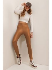 Trend Alacati Legginsy w kolorze jasnobrązowym rozmiar: M. Brązowe legginsy Trend Alacati, m, bez wzorów, z podwyższonym stanem. Za 65.85 zł.