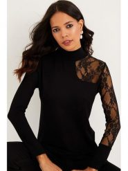 Milan Kiss Bluzka w kolorze czarnym rozmiar: S. Czarne bluzki Milan Kiss, s, bez wzorów, z koronki, bez kołnierzyka, bez ramiączek. Za 104.99 zł.