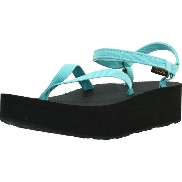 Sandały TEVA W FLATFORM SLIM Niebieski. Niebieskie sandały Teva, bez wzorów, z tkaniny, bez obcasa, bez zapięcia. Za 280.99 zł.