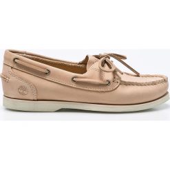 Timberland - Mokasyny Classic Boat Unlined. Brązowe mokasyny Timberland, bez wzorów, z materiału, z okrągłym noskiem, bez obcasa. W wyprzedaży za 239.90 zł.