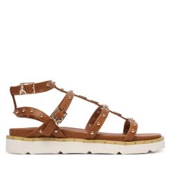 Sandały Patrizia Pepe. Brązowe sandały Patrizia Pepe, bez wzorów, bez obcasa, na płaskiej podeszwie, bez zapięcia. Za 489.99 zł.