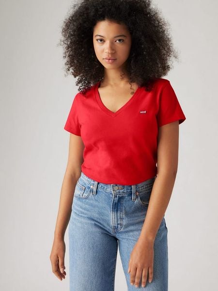 Levi's Koszulka w kolorze czerwonym rozmiar: S. Czerwone bluzki Levi's®, s, bez wzorów, z bawełny, bez kołnierzyka, bez ramiączek. Za 59.95 zł.