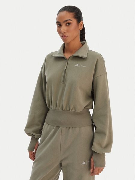 Adidas Bluza JM1101 Zielony Loose Fit. Zielone bluzy Adidas, l, bez wzorów, z bawełny, bez kaptura. Za 319.99 zł.