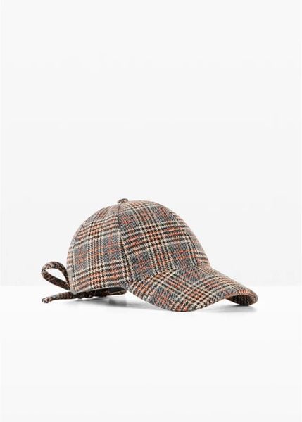 Czapka z daszkiem i kokardką. Brązowe czapki bonprix, bez wzorów. Za 74.99 zł.