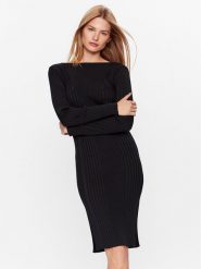 Calvin Klein Sukienka dzianinowa Iconic K20K205753 Czarny Slim Fit. Czarne sukienki Calvin Klein, xs, bez wzorów, z dzianiny, bez kołnierzyka, bez ramiączek. Za 328.99 zł.