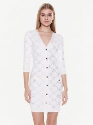 Blugirl Blumarine Sukienka dzianinowa RA3105-MA18F Biały Slim Fit. Białe sukienki Blugirl Blumarine, xl, bez wzorów, z dzianiny, bez kołnierzyka, bez ramiączek. Za 1,789.00 zł.
