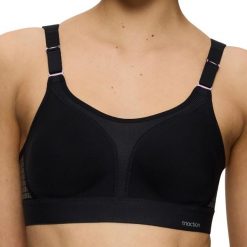 Stanik do biegania Extreme Lite z wysoki poziomem podtrzymywania. Czarne bielizna sportowa Triumph, bez wzorów, z elastanu. Za 296.00 zł.