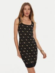 Guess Sukienka dzianinowa Sarah W4BK98 Z3JD2 Czarny Slim Fit. Czarne sukienki Guess, m, z aplikacjami, z dzianiny, bez kołnierzyka, bez ramiączek. Za 279.99 zł.