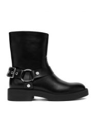 JENNY Botki CEO-90075 Czarny. Czarne botki Jenny, bez wzorów, z materiału, bez obcasa, na płaskiej podeszwie, bez zapięcia. Za 179.99 zł.