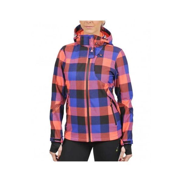 Damska kurtka softshellowa z nadrukiem Peak Mountain Aveny. Brązowe kurtki narciarskie Peak Mountain, m, bez wzorów, z elastanu, bez kaptura, narciarskie. Za 310.00 zł.