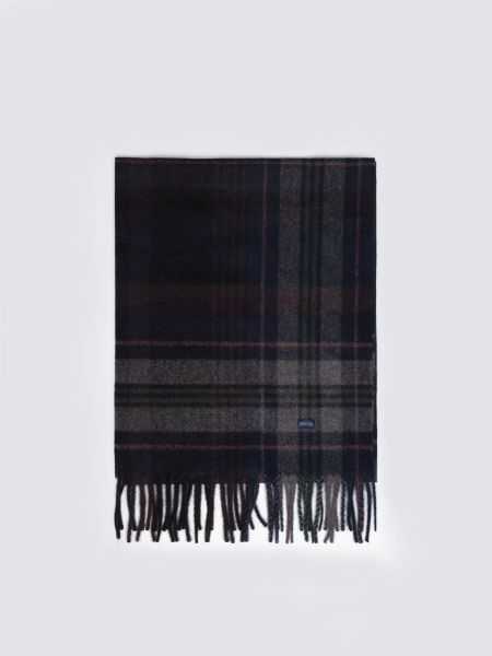 Szal w kratę granatowy Remi 403. Niebieskie szaliki Big Star, bez wzorów, z dzianiny, eleganckie. Za 139.99 zł.