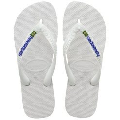 Klapki Havaianas Model 4110850 Kolor Biały. Białe klapki Havaianas, bez wzorów, z gumy, bez obcasa. Za 105.40 zł.