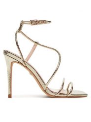 Marciano Guess Sandały 5GGZ34 7325A Złoty. Żółte sandały Marciano Guess, z aplikacjami, ze skóry, bez obcasa, na szpilce, bez zapięcia. Za 669.99 zł.