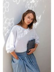 RUBY TUESDAY Sweter "Valiza" w kolorze jasnoszarym rozmiar: 38. Białe swetry RUBY TUESDAY, bez wzorów, z wełny, bez ramiączek. Za 294.28 zł.