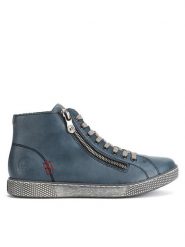Rieker Trampki Z1221-14 Niebieski. Niebieskie trampki Rieker, bez wzorów, ze skóry, bez zapięcia. Za 251.99 zł.