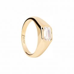 P D Paola Pierścionek P D Paola The New Essentials - pozłacany i 925 sterling silver i srebro Pierścionki 1 ct Damski. Szare pierścionki P D Paola, z cyrkonią, pozłacane. Za 386.99 zł.