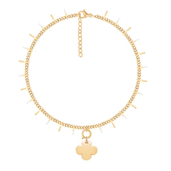 Bransoletka Margot z białą emalią z koniczyną. Białe bransoletki Lilou, pozłacane. Za 228.00 zł.