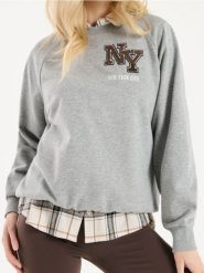 Bluza z motywem akademickim New York City - szary. Szare bluzy Sinsay, l, bez wzorów, bez kaptura. W wyprzedaży za 24.99 zł.