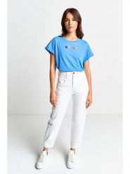 Rich & Royal Koszulka w kolorze błękitnym rozmiar: XS. Niebieskie bluzki Rich & Royal, xs, bez wzorów, z bawełny, bez kołnierzyka, bez ramiączek. Za 78.66 zł.